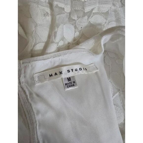 White Lace Sleeveless Shift Dress By Max Studio - Floral Pattern fairycore whims - Picture 5 of 8